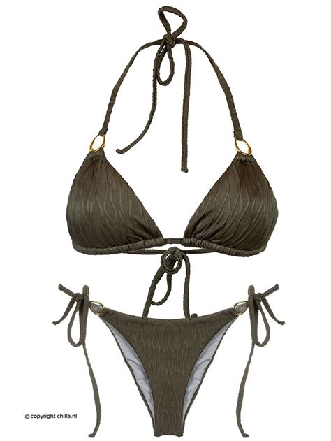 Bikini Triangle Kaki Green Texture Van Mystical Swimwear Maat Broekje Xl Maat Topje S