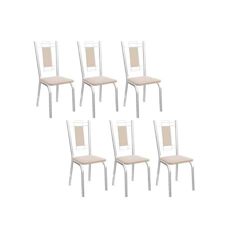 Kit 6 Cadeiras De Cozinha Florença 2c005 Aço 6 Uni Cromada Nude 16 Camicado