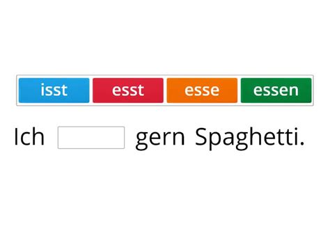 essen ich du er sie es complete  sentence