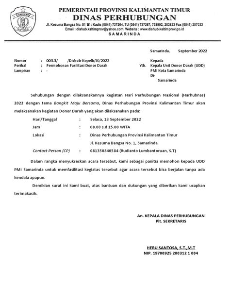 Surat Permohonan Fasilitasi Donor Darah Pdf