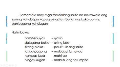 Mga Kahulugan Ng Tambalang Salita