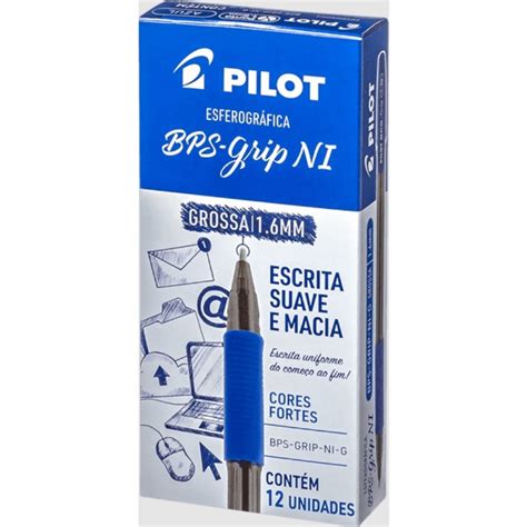 Caneta Esferogr Fica Pilot Bps Grip Grossa Azul C Unidades