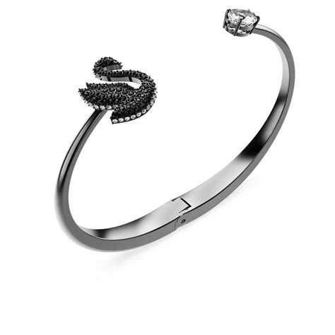 Swarovski Swan Bangle Swan Black Ruthenium Plated Shukha Online Store