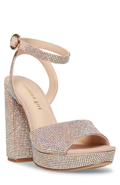 Madden Girl Summit Embellished Block Heel Platform Sandal In Blush