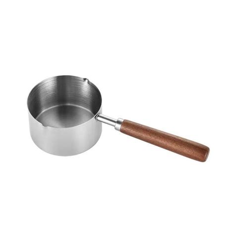 Mini Sauce Pan Cooking Pot Stainless Steel Hot Oil Pot With Wooden Handle Chocolate Melting Pot
