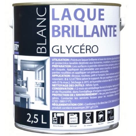 Peinture laque glycéro Blanc brillant travaux bâtiment 2 5L BATIR