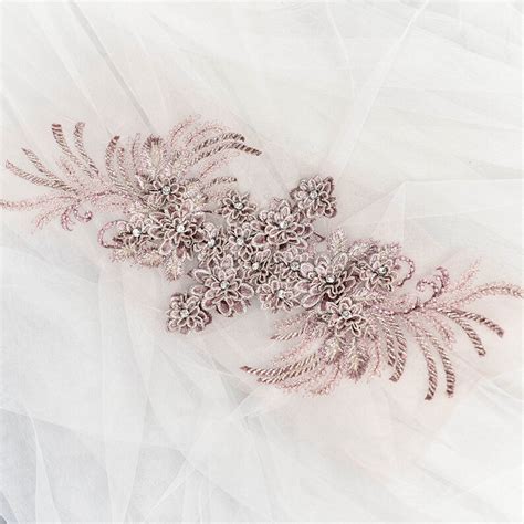 Deluxe Beaded D Flower Applique Lace Cm Large Size Nude Etsy