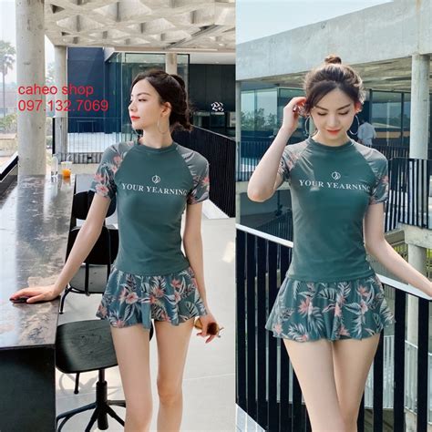 Mua Đồ bơi nữ bikini áo cộc tay chân váy có sẵn quần đùi năng động xinh đẹp YE01 giá rẻ nhất