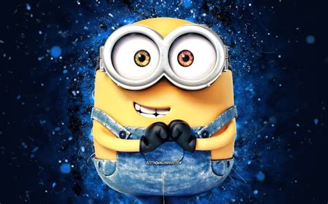 Download wallpapers Bob, 4k, blue neon lights, Bob the Minion, Minions The Rise of Gru, fan art ...