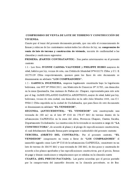 Contrato Compromiso De Construccion De Vivienda Pdf