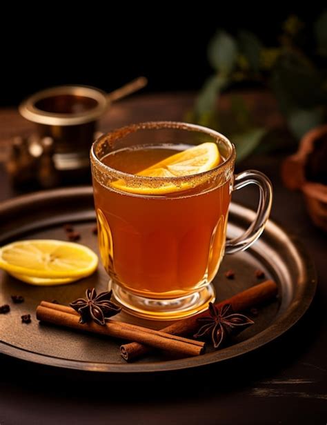 Premium Ai Image Photo Of Some Cinnamon Hot Toddy Drink Elegantly Plated On A Table