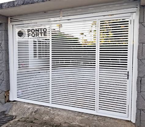 Portao De Aluminio 3 Folhas - Portão de Correr 3 Folhas - PONTO FORTE ALUMINIOS E AUTOMATIZACOES