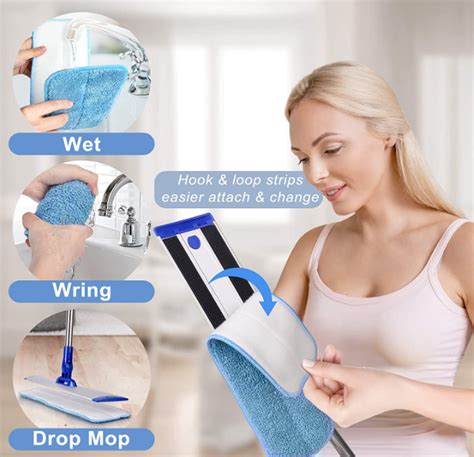 18 Microfiber Mop Floor Cleaning System Flat Mop With Stainless Steel Handle Ebay