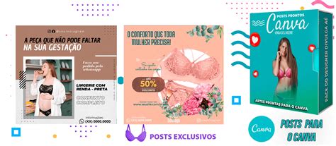 Pack De Posts Prontos Para O Canva Venda De Lingerie E Roupa Ntima Legendas Divulga A