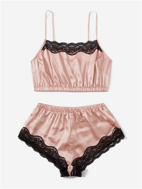 Satin Lace Trim Lingerie Set For Sale Australia New Collection Online SHEIN Australia