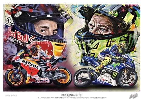 Marc Marquez And Valentino Rossi Limited Edition Art Print Etsy Uk