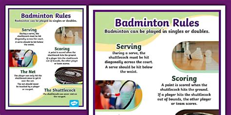 badminton rules poster