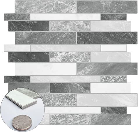 SUNWINGS Peel And Stick Backsplash Stone Composite Self Adhesive Tiles