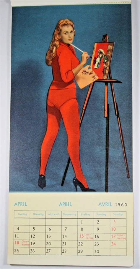 Original Nude Calendar Sheet April Th Birthday Gift Men Pin Up Image Etsy