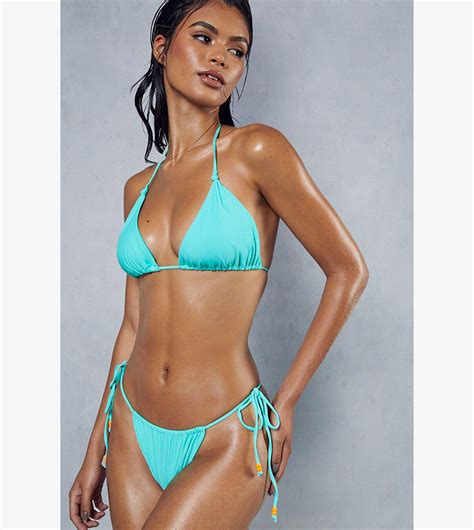 Buy Misspap Bead Detail Strappy Tie Bikini Set In Blue Thstreet Qatar