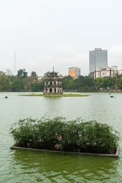 Premium Photo | Turtle tower in hoan kiem lake
