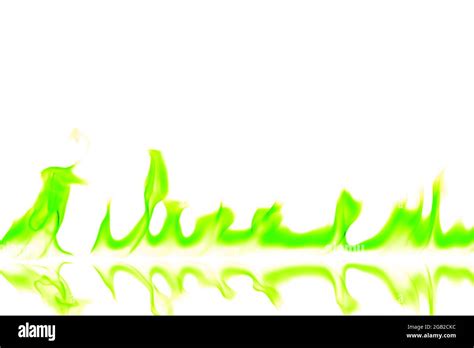 Green fire flames isolated on white background Stock Photo - Alamy