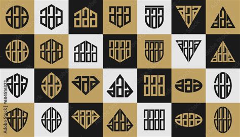 minimalist  shape lowercase letter  aaa aaaa logo design set stock