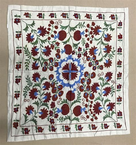 Uzbek Suzani Embroidered Runner Tablecloth Handmade Uzbek Wall Hanging