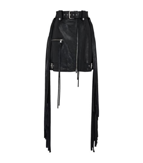 Womens Alexander Mcqueen Black Leather Fringed Mini Skirt Harrods Uk