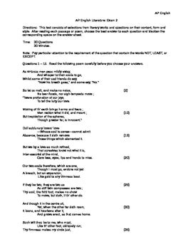 AP English Literature Practice Exam 2 by Mike Bauer | TpT