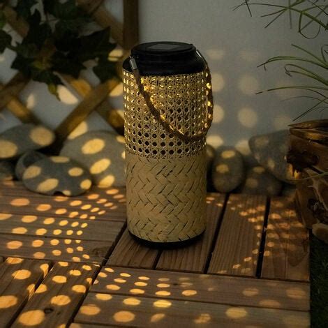 Solarlampen Solarleuchte Lampe Bambus Garten Rattan Balkon Solar