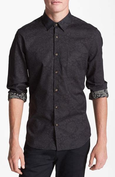 Topman Paisley Dress Shirt in Black for Men | Lyst