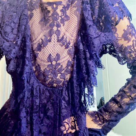Elie Saab Dresses Elie Saab Purple Lace Mini Dress Nude Lining
