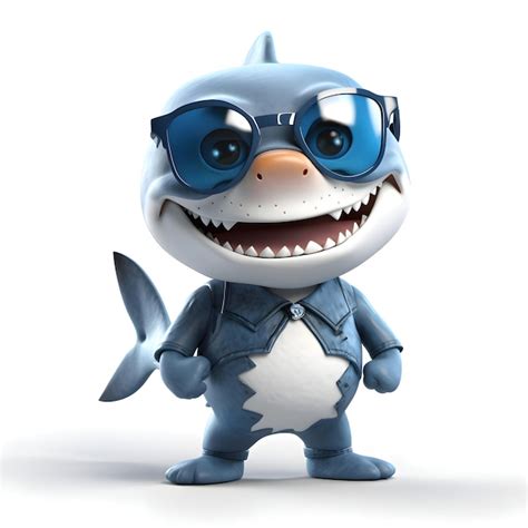 Premium Ai Image Cartoon Character Of Shark With Sunglasses Showing