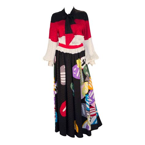 Chez Ninon Couture Long checkered Garden party silk skirt at 1stDibs ...