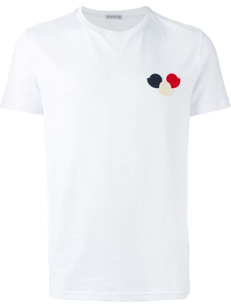 Moncler Logo Patch Cotton T-Shirt in White for Men | Lyst