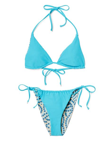 Allara Reversible Geo Blue Reversible Two Piece Bikini XS M Adore Me