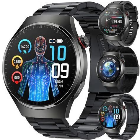 Smartwatch Zegarek Pomiar Cukru Ekg Hrvciśnienie Rozmowy 3 Paski Menu