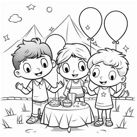 Premium Photo Hand Drawn Kawaii Balloons Kids Birthday Party Coloring
