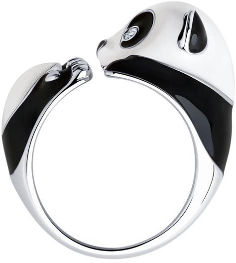 Серебряное кольцо ''Панда'' SOKOLOV 94011906 с эмалью, фианитами ...