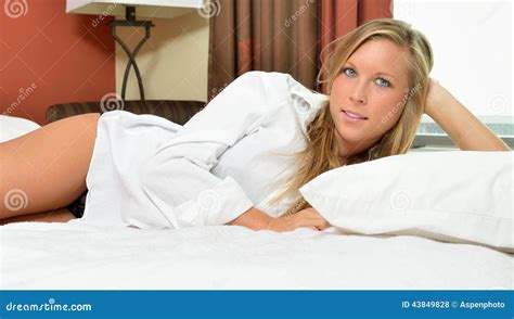 Attractive Blonde Woman In Men S Shirt Stock Photo Image Of Morning Female