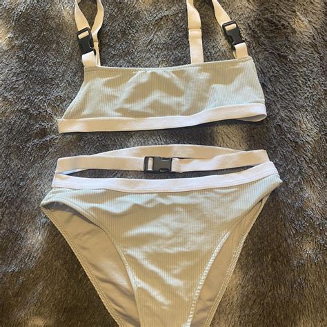 Frankie Bikini White And Sage Worn Once Size Depop
