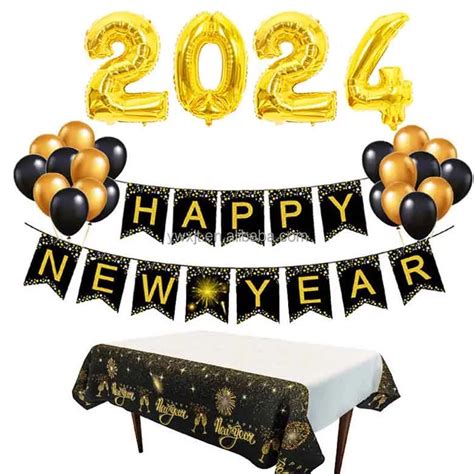 Happy New Year 2024 Party Set Balloons Party Decorations Set Disposable ...