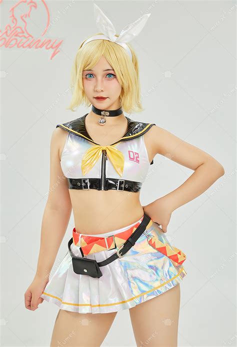 Women Vocal Rin Derivative Sexy Lingerie Set Costume Short Top And Mini Skirt With Headband