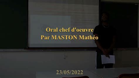 Chef dœuvre Oral Bac Pro YouTube