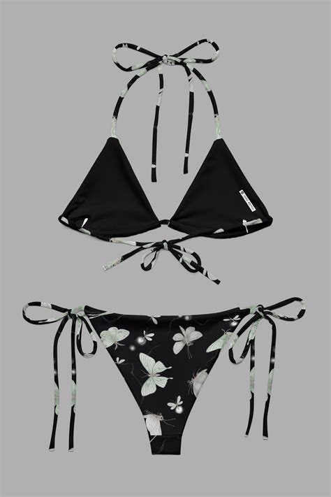 Moonflight Print Recycled String Bikini Bottoms Cosmic Drifters