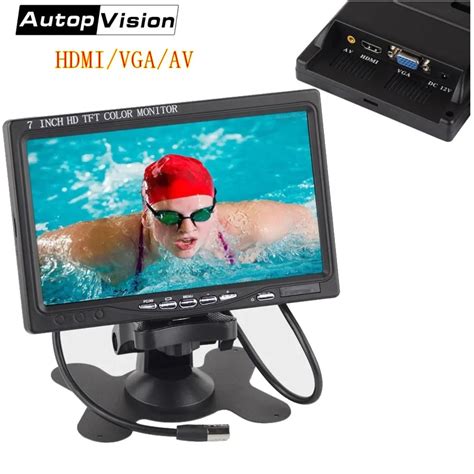 7 Inch Industrial Tft Lcd Monitor 1024 X 600 Hd Bright Color Car Cctv Monitor Hdmi Vga Av