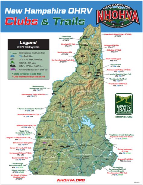 Statewide Map New Hampshire Atv Trails Nhohva