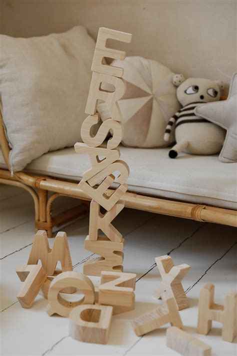 wooden alphabet letters  kids personalized decor educational wooden