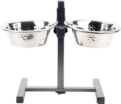 Стояк с мисками Agility регулируемый из нержавеющей стали 2 х 2 л 25 см ...